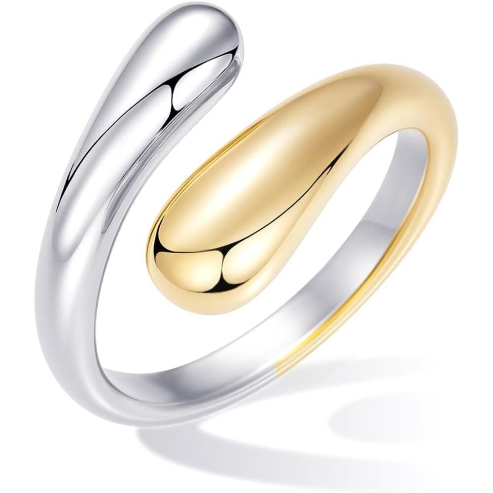 Non Tarnish Gold Chunky Rings For Women, Gold Statement Dome Rings Stacking Silv
